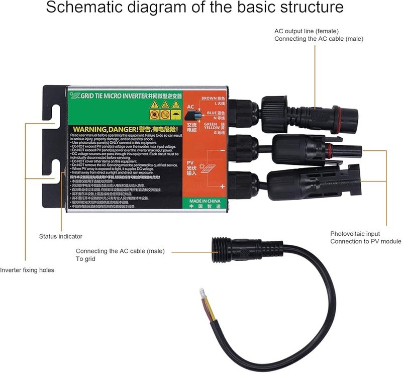 300W MPPT العاكس الشمسي المتصل بالشبكة موجة جيبية نقية مايكرو - Image 3