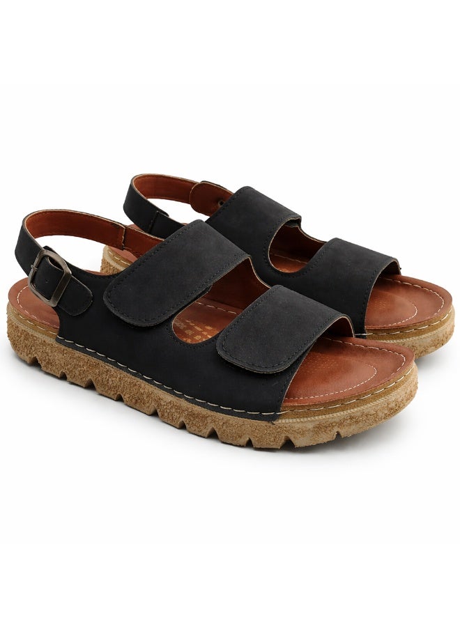 صندل رجالي مريح بتصميم عصري – نعل طبي خفيف مع أحزمة لاصقة قابلة للتعديل وحزام خلفي ثابت – مناسب للاستخدام اليومي والمشي - Image 2