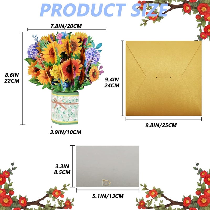 كاست ويف بطاقات زهور منبثقة جميلة كهدية عيد الأم للزوجة والأم مع بطاقة ملاحظة ومغلف - Image 5