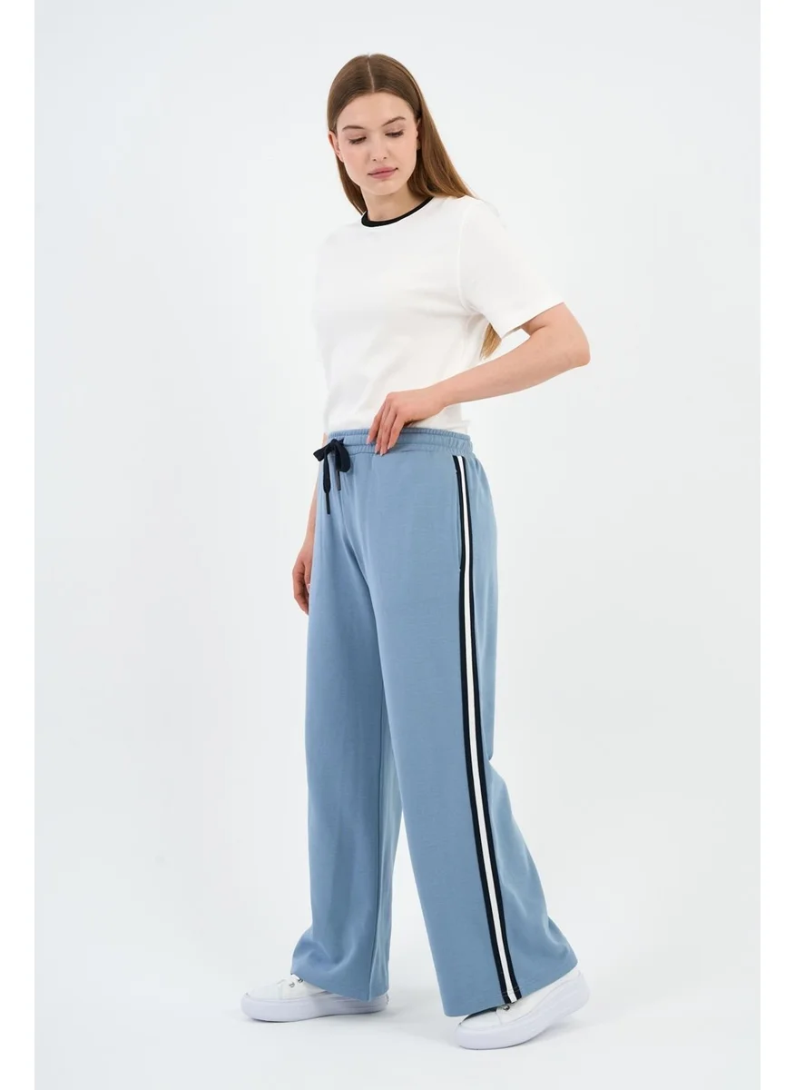 الكسندر جاردي Alexandergardı Stripe Detailed Pocket Palazzo Sweatpants (B24-0024101)