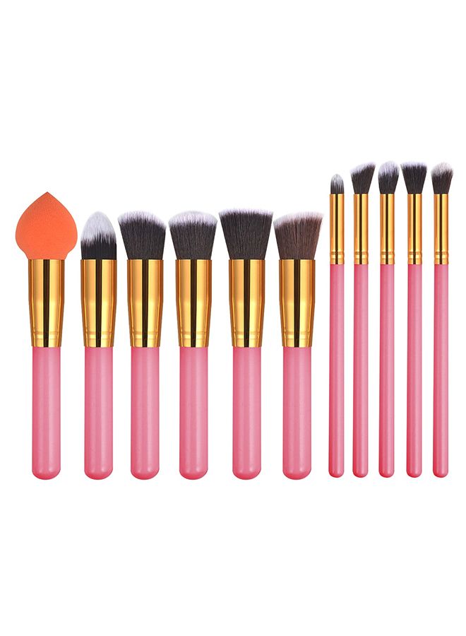11-Piece Makeup Brush Set Pink/Gold/Black - Image 1