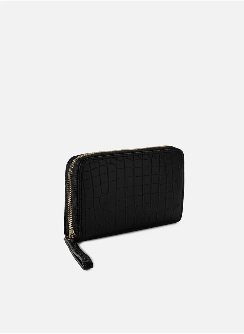 Haute Sauce Black Textured Vegan Leather Wallet