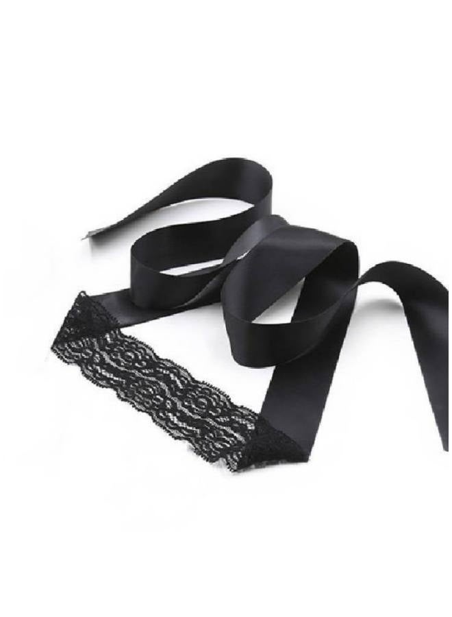 A set of black accessories (3 pieces), including a hair accessory, eye mask, and necklace, perfect for parties and cosplay, and adorned with black lace. - Image 3