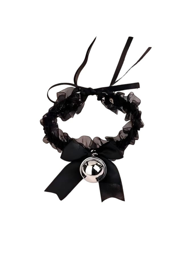 A set of black accessories (3 pieces), including a hair accessory, eye mask, and necklace, perfect for parties and cosplay, and adorned with black lace. - Image 4