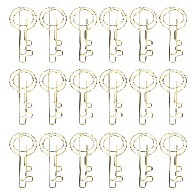 Gold Key Shaped Metal Paper Clips 30 Pieces Office Document Organization Student Accessories - Image 2