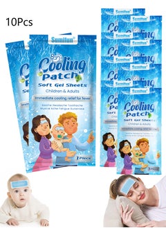 Sumifun 10 Pcs Cooling Gel Patches, For Relieve Fever, Headache and Toothache, For Outdoor Travel and Daily Life at Home  - Image 1
