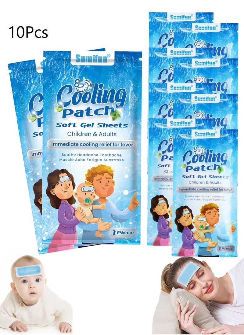 Sumifun - 10 Pcs Cooling Gel Patches, For Relieve Fever, Headache and Toothache, For Outdoor Travel and Daily Life at Home - Image 1