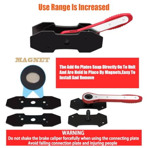 IRmm Brake Caliper Compression Tool, Brake Caliper Tool with 360 Degree Swing Ratchets, Caliper Piston Compressor Tool with 2PCS Steel Plates, Brake Caliper Press Tool with Brake Caliper Hooks, Red - Image 4