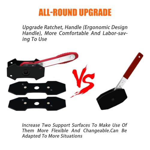 IRmm Brake Caliper Compression Tool, Brake Caliper Tool with 360 Degree Swing Ratchets, Caliper Piston Compressor Tool with 2PCS Steel Plates, Brake Caliper Press Tool with Brake Caliper Hooks, Red - Image 5