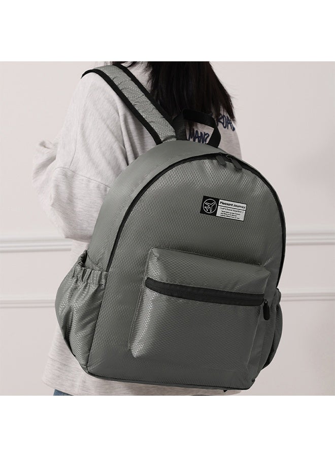 Double Shoulder Folding Backpack Foldable Single Shoulder Storage Bag Handheld Large Capacity Portable Storage Bag for Outdoor Sports Travel Hiking,Grey - Image 3
