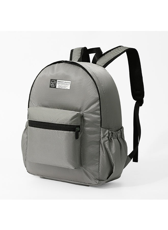 Double Shoulder Folding Backpack Foldable Single Shoulder Storage Bag Handheld Large Capacity Portable Storage Bag for Outdoor Sports Travel Hiking,Grey - Image 1