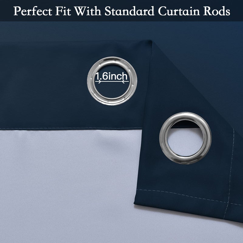 Simplehome Navy Blue Ombre Room Darkening Curtains For Living Room  Light Blocking Gradient Thermal Insulated Grommet Window Curtains/Drapes For Bedroom  2 Panels  52X84 Inches Length - Image 3