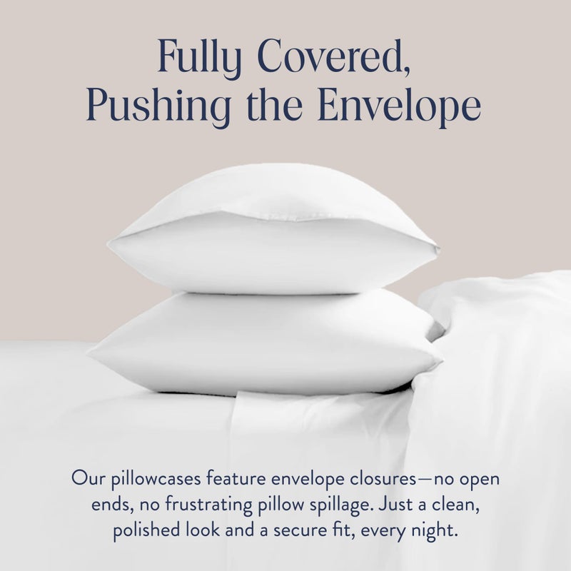 Brooklinen Luxury Sateen Pillowcases - Set of 2, 100% Long Staple Cotton with Envelope Closure, Smooth Fabric, Soft & Durable, Machine Washable - King Size (White) - Image 5
