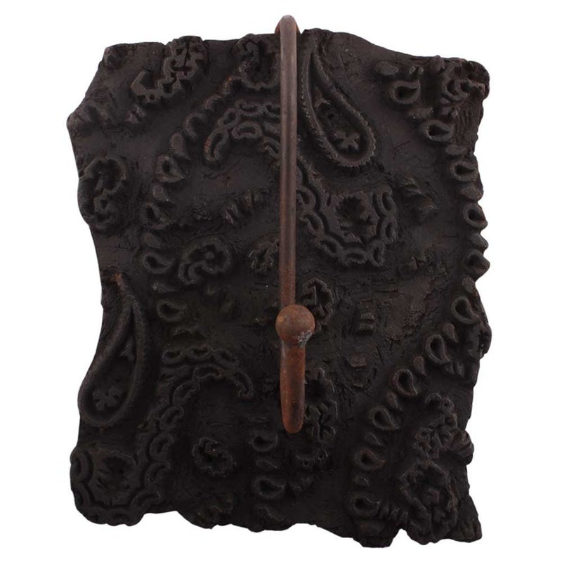 Indian-Shelf IndianShelf Handmade Block Hooks Utility Hangers Key Holders Wall Hanging Clothes Mount Hat Mug Utensils Bathroom Wooden_Black_6 Inches1 Piece  - Image 1