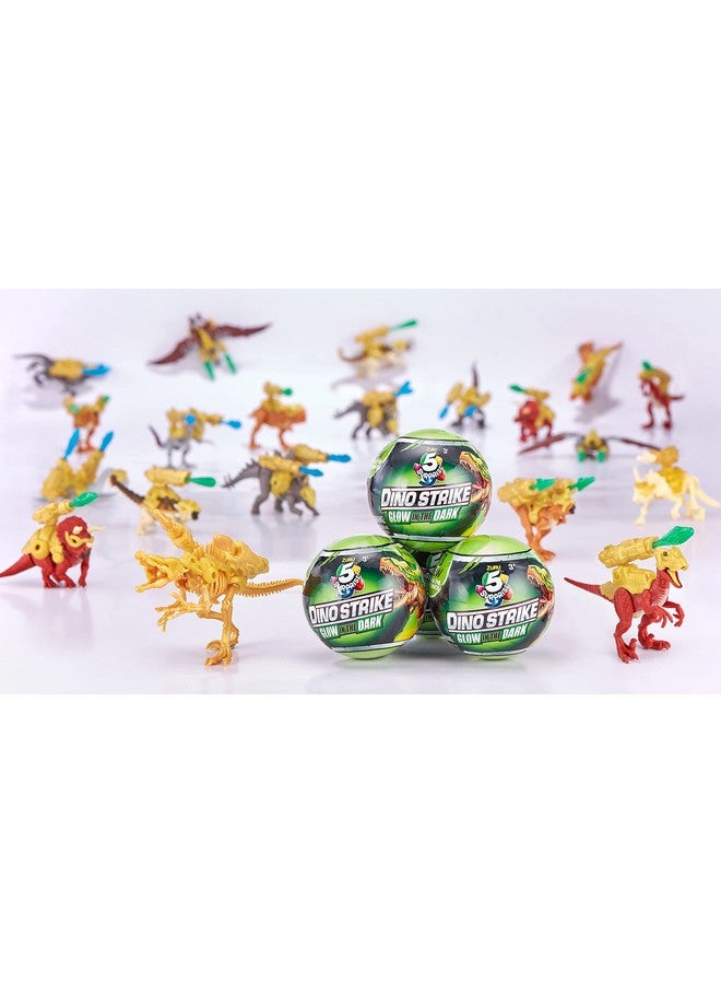5 Surprise Dino Strike Surprise Mystery Battling Collectible Dinos by ZURU (2 Pack) Glow in The Dark,Gold - Image 2
