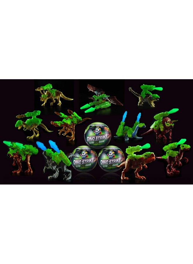 5 Surprise Dino Strike Surprise Mystery Battling Collectible Dinos by ZURU (2 Pack) Glow in The Dark,Gold - Image 3