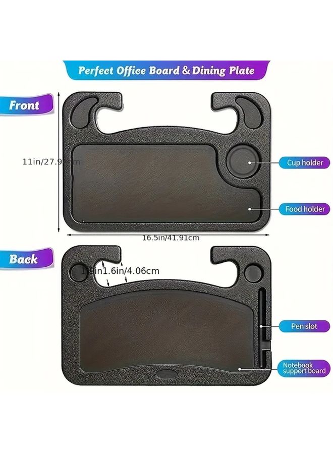 Black 3 In 1 Car Tray Table Adjustable Laptop Food Stand Portable Workstation - Image 2