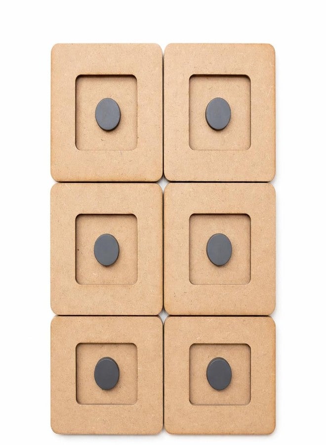 GreyArt MDF Square Photo Frame Fridge Magnet Set of 6 | 3 x 3 Inch DIY Paintable Wooden Frames with Strong Magnet | Mini MDF Photo Holder for Refrigerator, Whiteboard & Craft Projects - Image 1