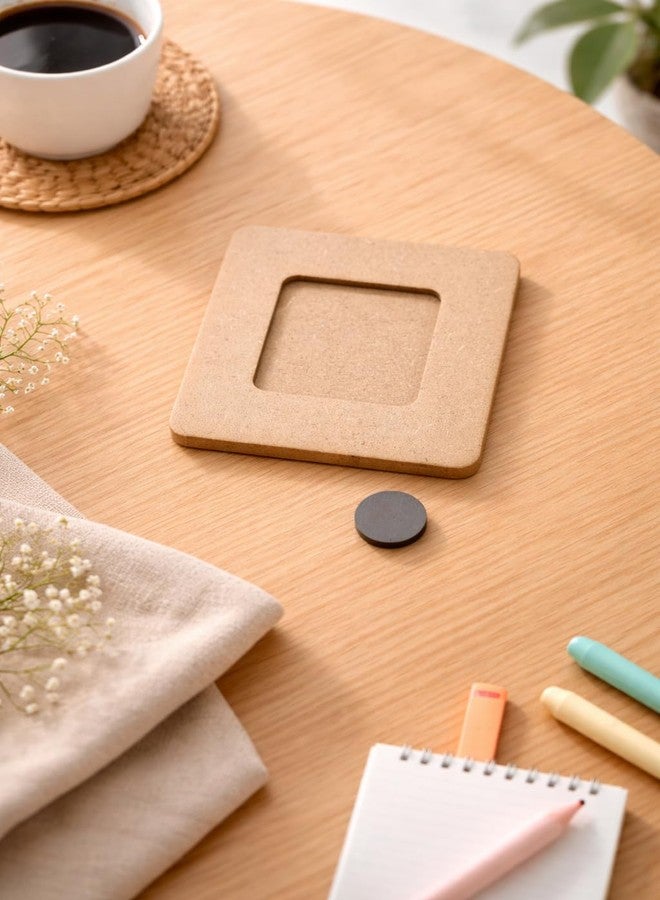 GreyArt MDF Square Photo Frame Fridge Magnet Set of 6 | 3 x 3 Inch DIY Paintable Wooden Frames with Strong Magnet | Mini MDF Photo Holder for Refrigerator, Whiteboard & Craft Projects - Image 4