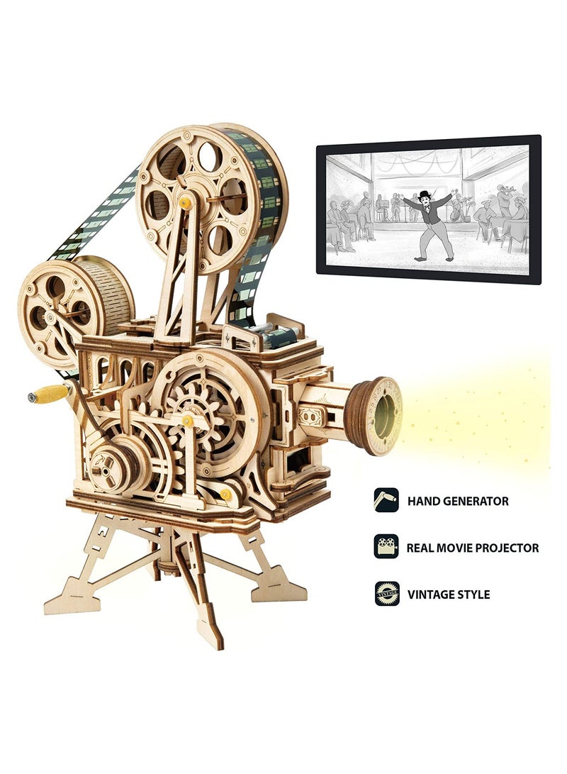 3D Wooden Puzzles, DIY Film Projector Model Building Kits for Adults, Mechanical Craft Kits Vitascope Birthday Gift for Friends and Family - Image 1