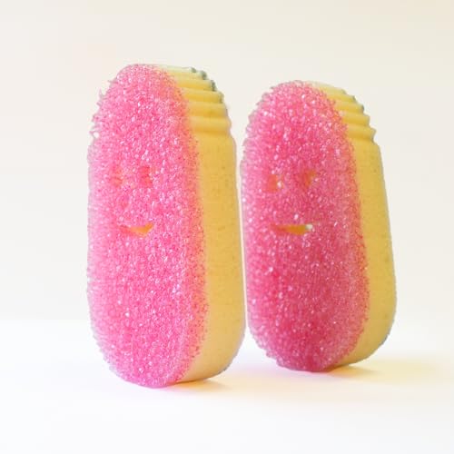 Scrub Daddy Dish Wand Scrubbing Brush Replacement Heads Soap Dispensing Brushes Texture Changing Washing Up Sponges Detachable Dish Daddy Head Sponge Refills Pink 2 Pack - Image 3