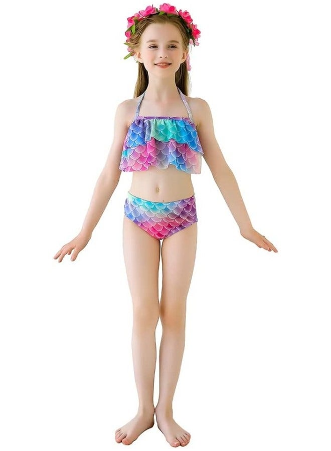 GGEROU Girls Swimwear Mermaid Tail Swimwear,Bikini Sets,Mermaid Costume Swimsuits for Kids - Image 2