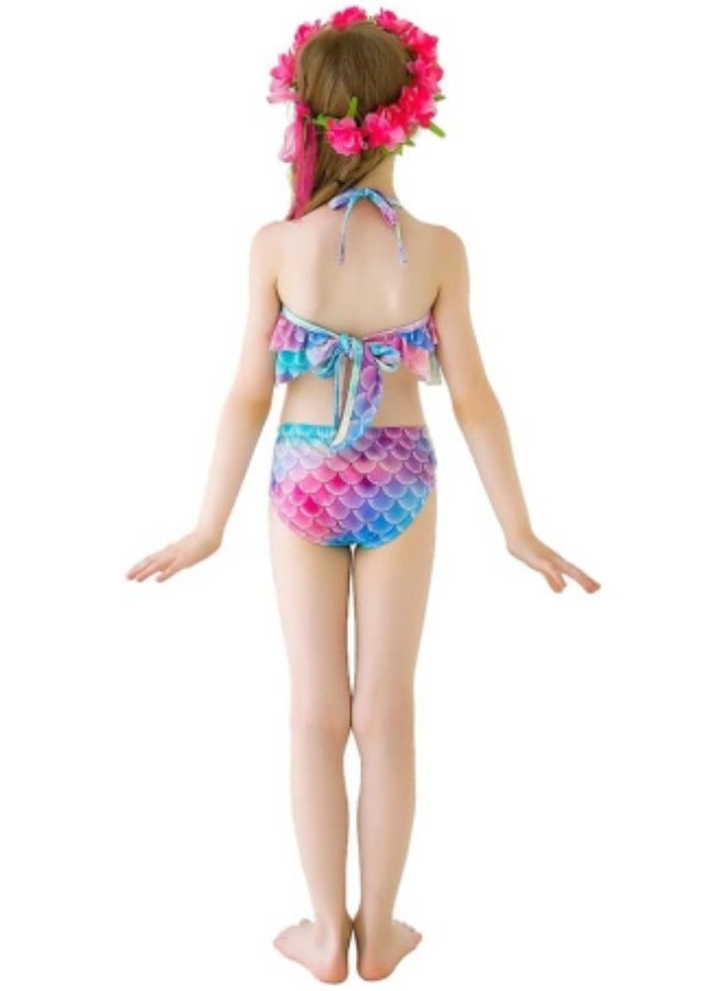 GGEROU Girls Swimwear Mermaid Tail Swimwear,Bikini Sets,Mermaid Costume Swimsuits for Kids - Image 3
