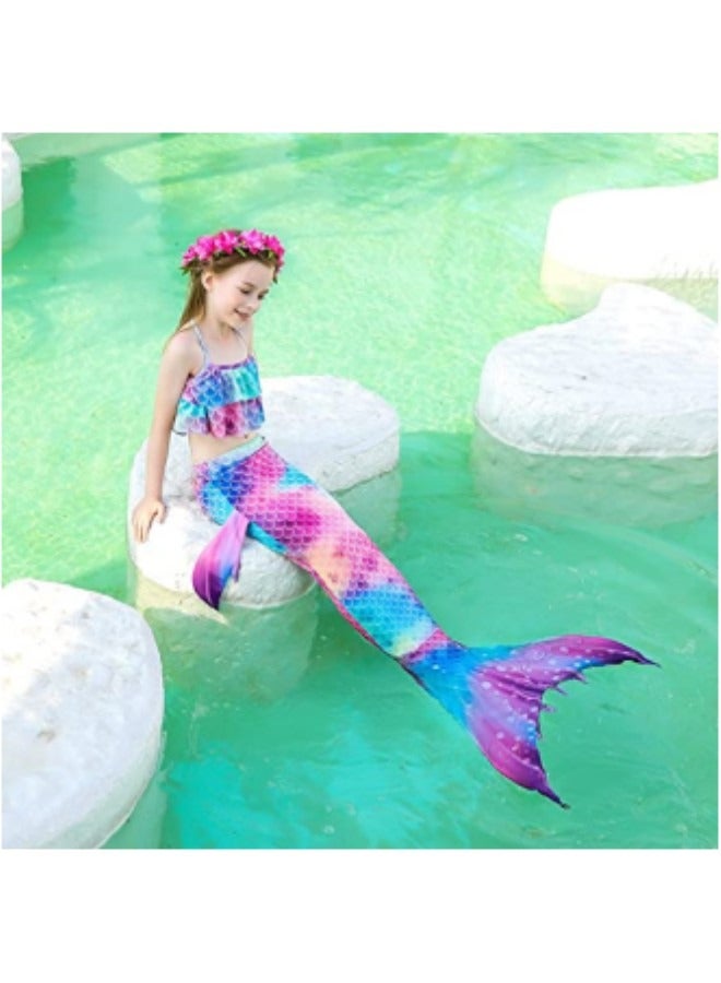 GGEROU Girls Swimwear Mermaid Tail Swimwear,Bikini Sets,Mermaid Costume Swimsuits for Kids - Image 4