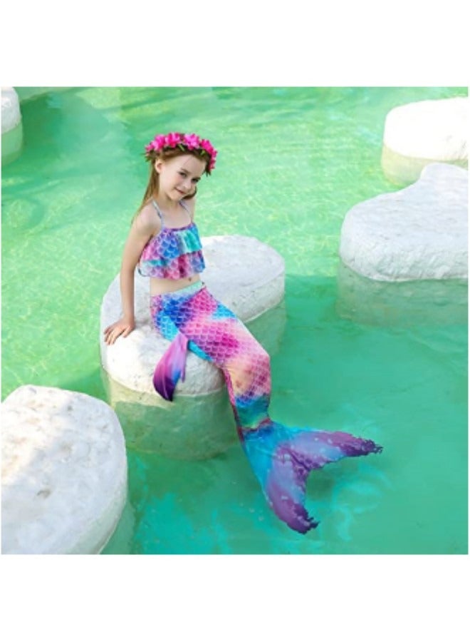 GGEROU Girls Swimwear Mermaid Tail Swimwear,Bikini Sets,Mermaid Costume Swimsuits for Kids - Image 5