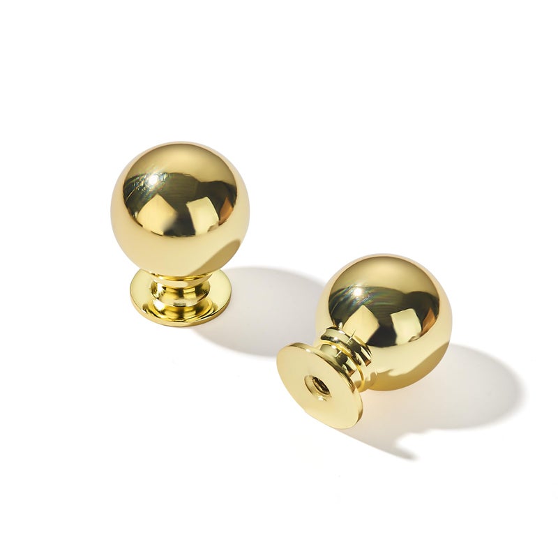 CABDM 10 Pack 1 Inch Vintage Ball Polished Brass Cabinet Knobs Kitchen Cabinet Hardware Drawer Knobs Pulls for Drawers. - Image 1