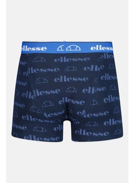 Ellesse Men 3 Pieces Brand Logo Trunks, Navy/Grey  - Image 3
