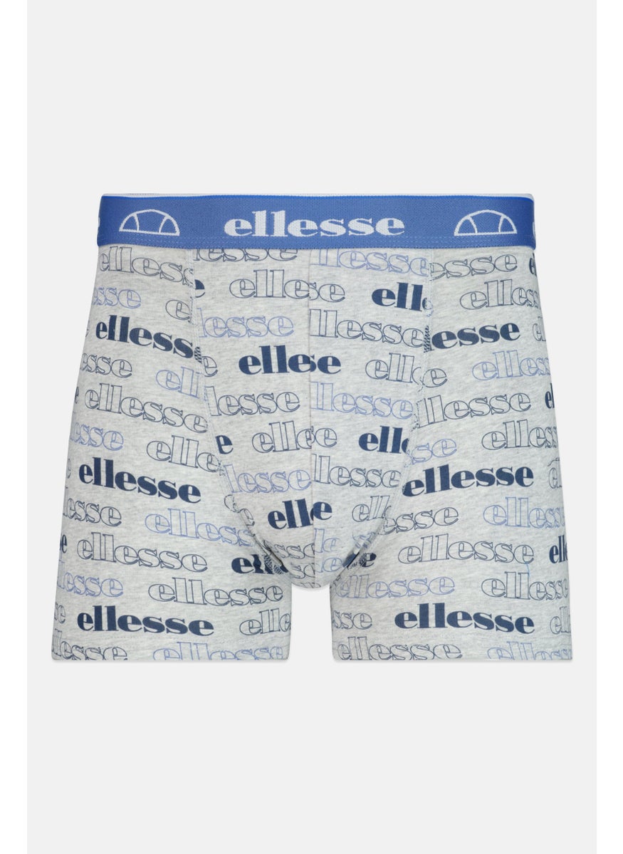 Ellesse Men 3 Pieces Brand Logo Trunks, Navy/Grey  - Image 5