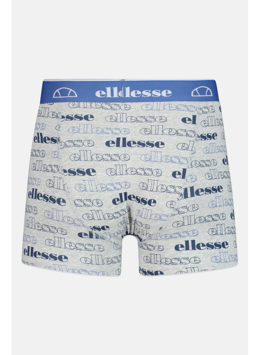 Ellesse Men 3 Pieces Brand Logo Trunks, Navy/Grey  - Image 4