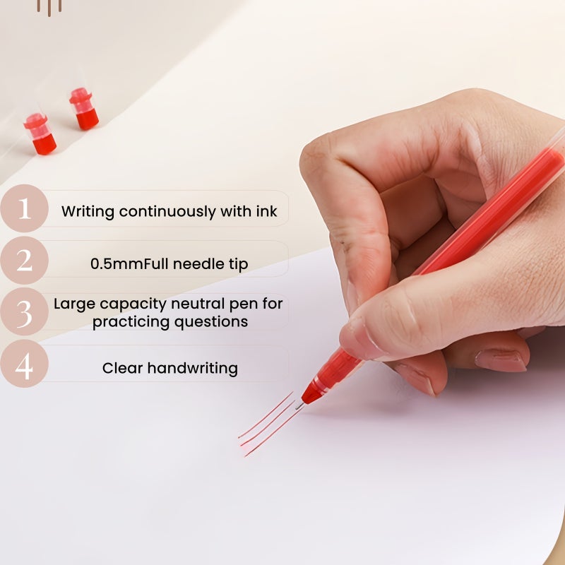 Grey Expandable Pen Case With 3 Red Ballpoint Pens Compact Zippered Office Organizer - Image 5