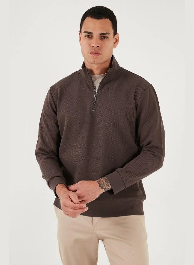 Buratti Buratti Cotton Regular Fit Half Zipper Stand Collar Sweat Men's SWEAT 5905470