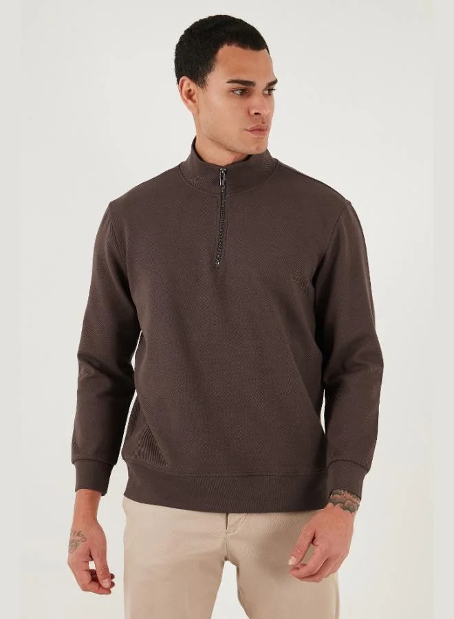 Buratti Buratti Cotton Regular Fit Half Zipper Stand Collar Sweat Men's SWEAT 5905470