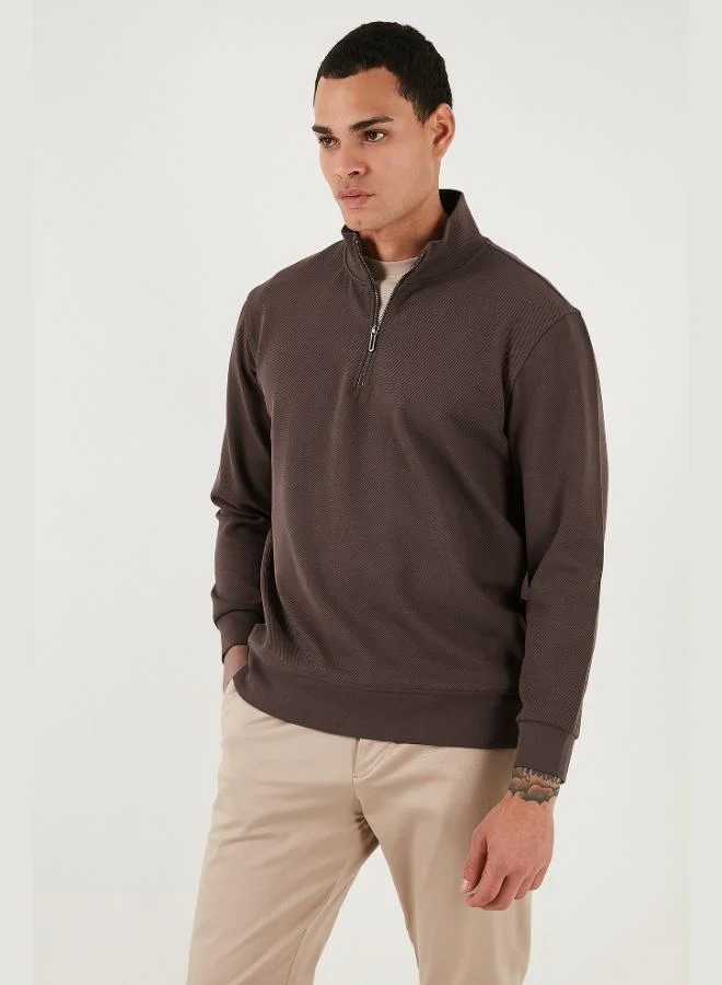 Buratti Buratti Cotton Regular Fit Half Zipper Stand Collar Sweat Men's SWEAT 5905470