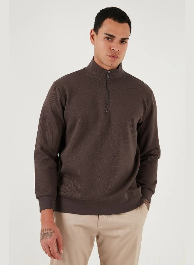 Buratti Buratti Cotton Regular Fit Half Zipper Stand Collar Sweat Men's SWEAT 5905470