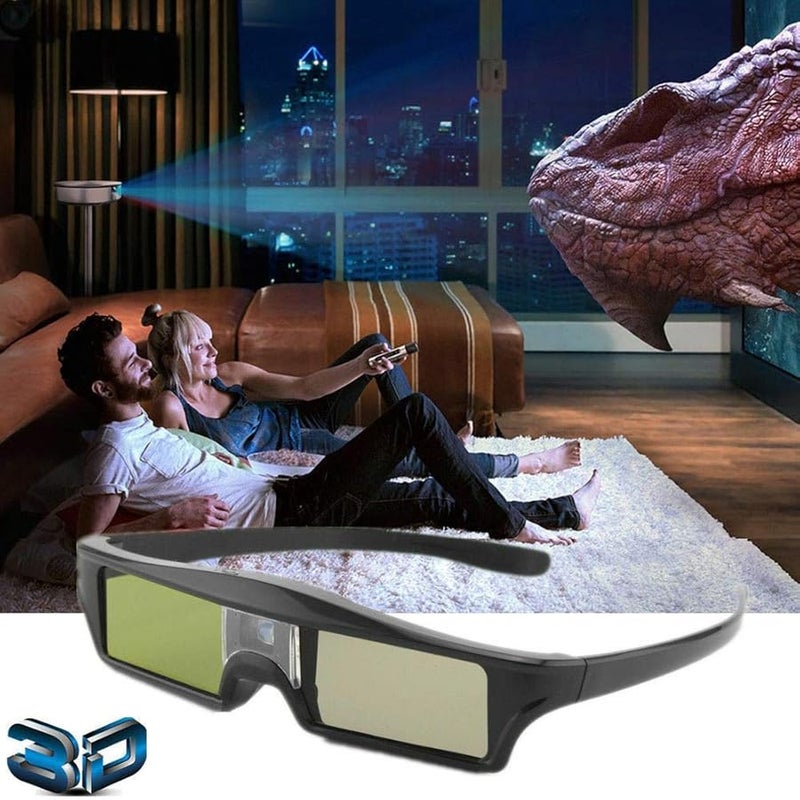 نظارات 3D عالمية قابلة لإعادة الشحن لجميع أجهزة العرض باللون الأسود - Image 5