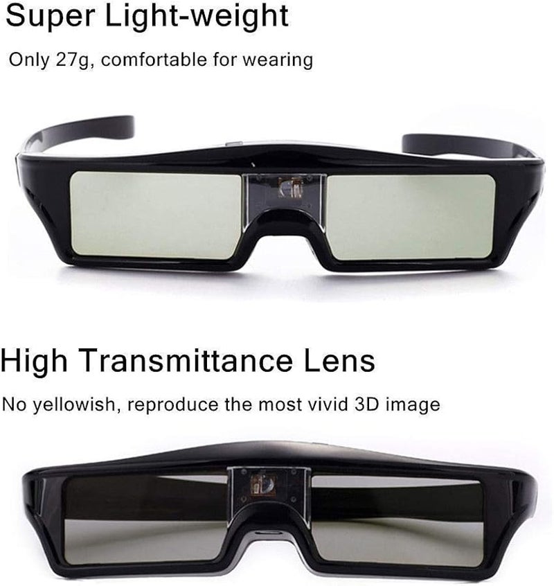 نظارات 3D عالمية قابلة لإعادة الشحن لجميع أجهزة العرض باللون الأسود - Image 4