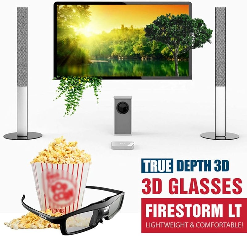 نظارات 3D عالمية قابلة لإعادة الشحن لجميع أجهزة العرض باللون الأسود - Image 3