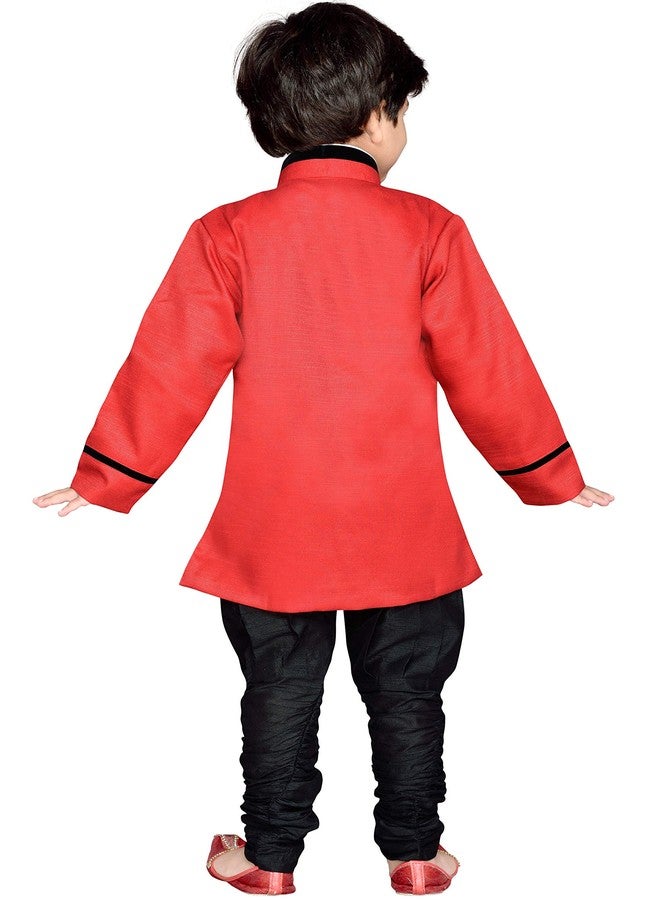 AJ DEZINES Kids Sherwani Suit Set For Boys (644_RED_9.) - Image 3