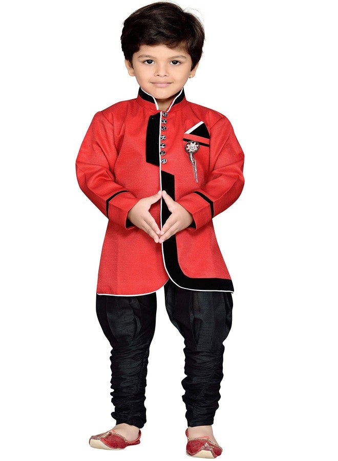 AJ DEZINES Kids Sherwani Suit Set For Boys (644_RED_9.) - Image 1