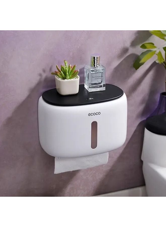 صندوق تخزين المناديل بسعة كبيرة مزدوج الطبقات مقاوم للماء، تصميم حائطي بدون حفر - Image 1