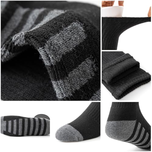 JOYNÉE 8 Pairs Mens Crew Work Cushion Socks Long Athletic Running Socks Workout Breathable Socks,Black,Sock Size:10-13 - Image 5