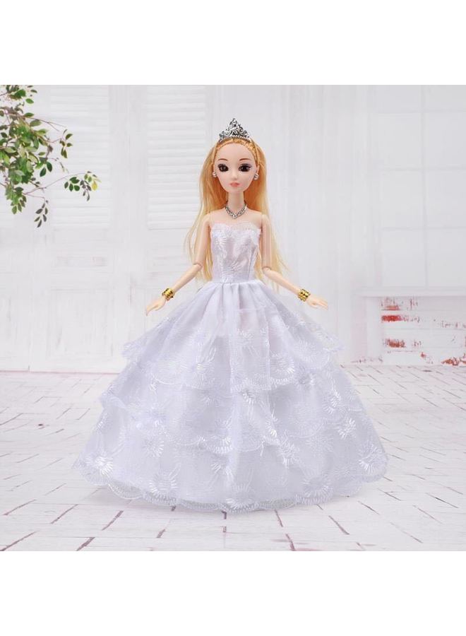 Dress Up Doll Single Pack Gift Box Doll Girl Princess Wedding Dress Children's Toy Suit One Piece Wholesale-Color:Wedding Doll-white (free 14)-Height:3d True Eye 12 Joint Baby-gift Box - Image 1