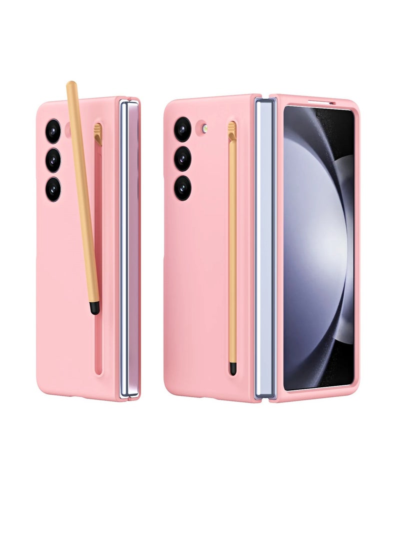 AROAQ Z Fold 4 Protection Case, Lightweight Ultra Thin Silky Liquid PC Bumper Phone Cover, Comfortable Grip Durable Mobile Case With Stylus For Z Fold 4, (1pc, Pink) - Image 1