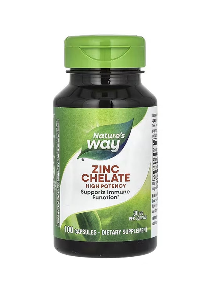 Nature's Zinc Chelate 30 mg 100 Capsules 