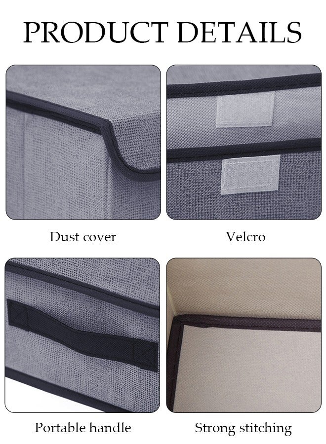 DUNISO 5pcs Stackable Storage Cubes with Lids Fabric Decorative Storage Box Bins Organizer Containers Baskets with Velcro Cover Handles Divider for Bedroom Closet Living Room - Image 3