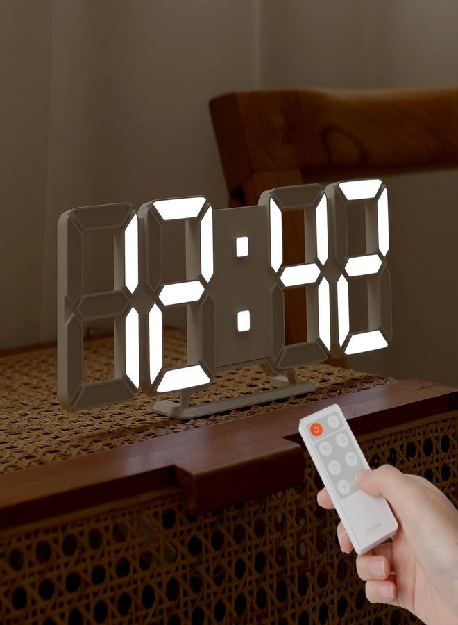 mooas 3D Pure Slim M LED Clock, Multi-Function LED Digital Clock (Calendar, Alarm, Temperature) (11.8" Slim M White Wall Clock with Remote Control) - Image 1